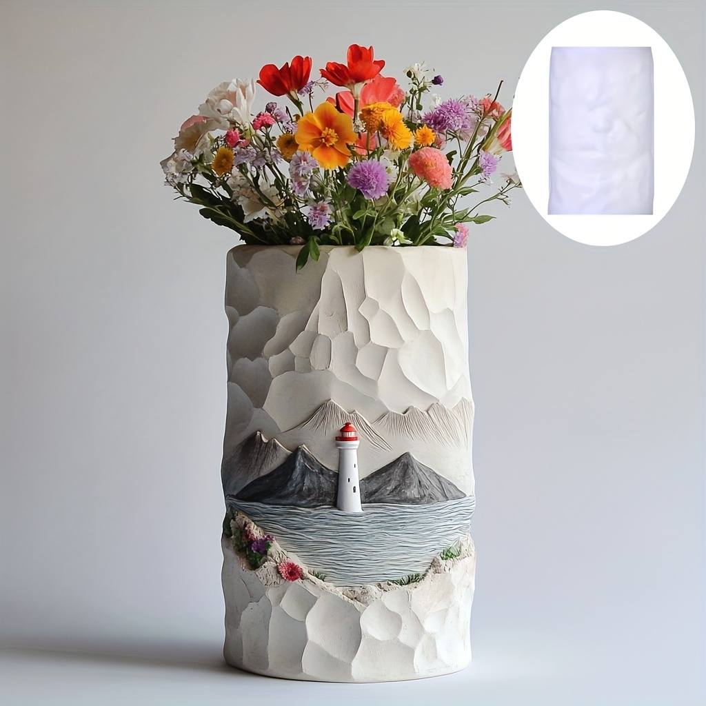 Resin Ocean Wave Mold - Meer Leuchtturm Relief Blume Pflanze Vase