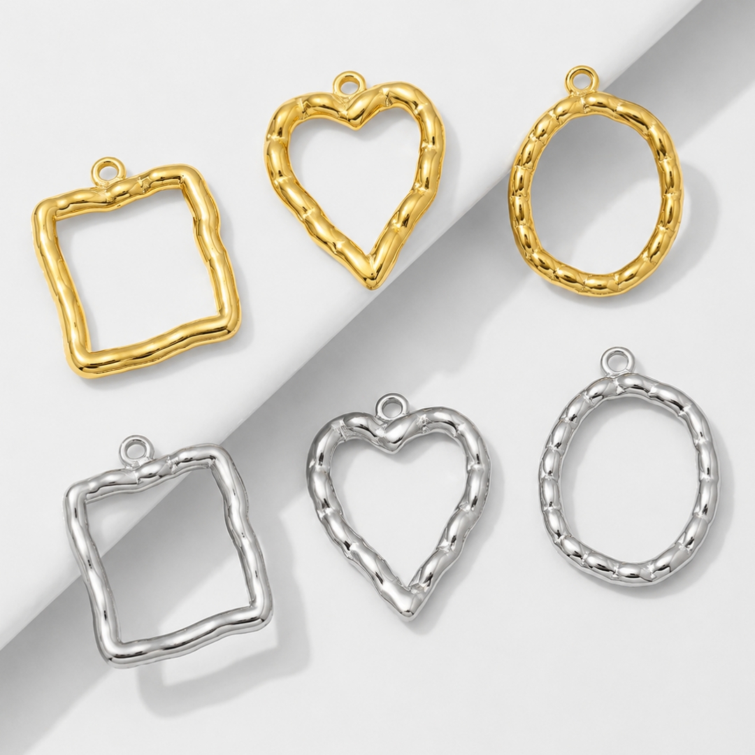 Resin Crafts Diy - 5 Stück handgefertigte Edelstahl-Schmuckanhänger, hohle, unregelmäßige